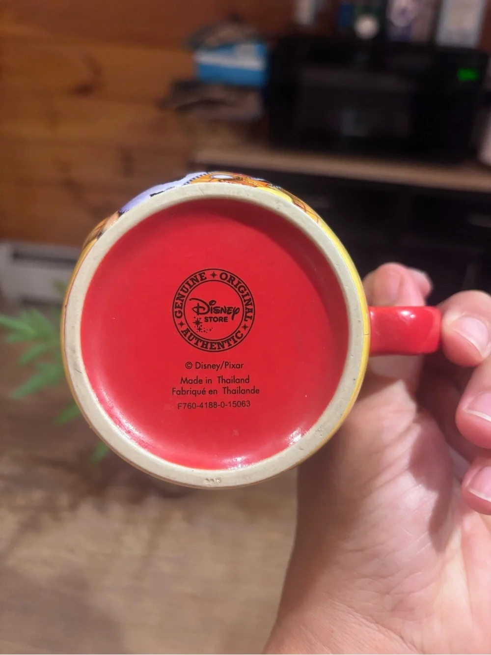 Disney Woody Yellow Exterior Red Interior Ceramic Coffee Mug